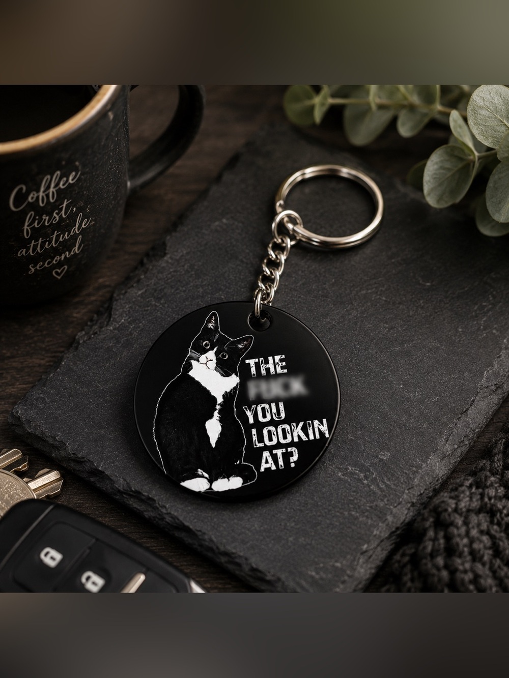 Tuxedo Cat Keychain